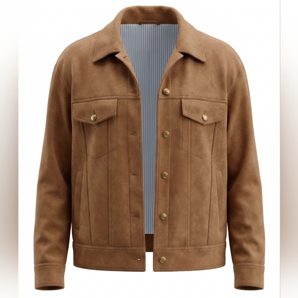 Anthropologie Maeve Vegan-Suede Trucker Jacket Size Medium